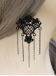 Gothic Black Tassel Lace Earrings