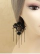 Gothic Black Tassel Lace Earrings