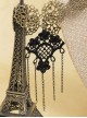 Gothic Black Tassel Lace Earrings