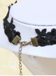 Gothic Bronze Twigs Black Lace Necklace