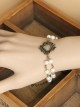 Gothic Retro Bronze Rose Pearl Bracelet