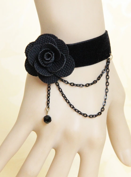 Gothic Vampire Black Rose Bracelet
