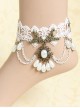 Gothic Retro Elegant White Lace Wedding Ankle Bracelet