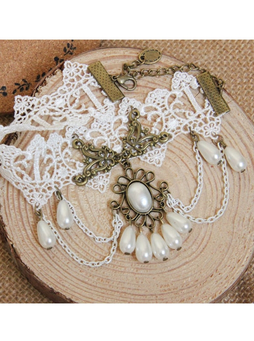 Gothic Retro Elegant White Lace Wedding Ankle Bracelet