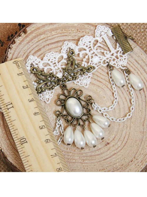 Gothic Retro Elegant White Lace Wedding Ankle Bracelet