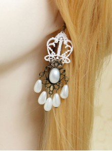 Gothic Retro White Elegant Pearl Earrings