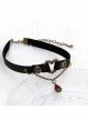 Steam Punk Red Crystal Bleeding Heart Retro Rivet Gothic PU Necklace