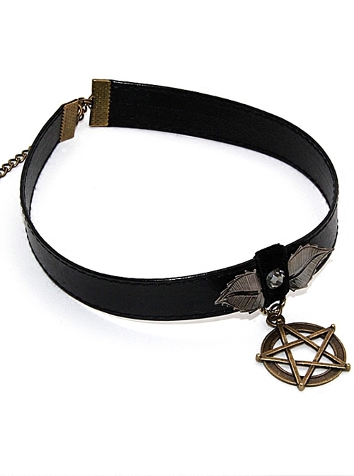Steampunk Dark Magic Star Retro Gothic PU Necklace
