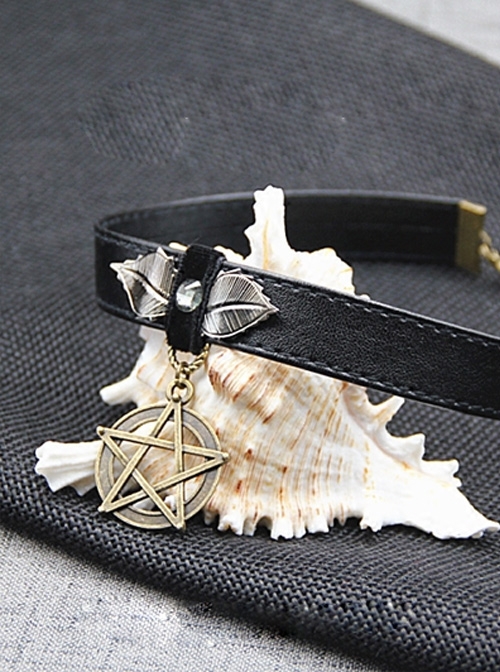 Steampunk Dark Magic Star Retro Gothic PU Necklace
