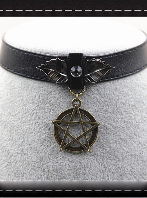 Steampunk Dark Magic Star Retro Gothic PU Necklace