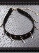 Steampunk Rock Style Silver Cross Pendant Rivet Gothic PU Necklace