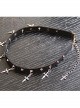 Steampunk Rock Style Silver Cross Pendant Rivet Gothic PU Necklace