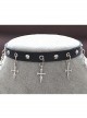 Steampunk Rock Style Silver Cross Pendant Rivet Gothic PU Necklace
