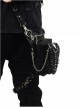 Steampunk Black Multi-function Outdoors Rivet Sliver Chain Men's Inclined Shoulder Bag