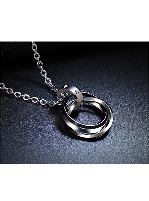 Steam Punk Retro Concise Black Ring Pendants Men's Necklace