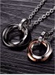 Steam Punk Retro Black And Golden Ring Pendants Lovers' Necklace