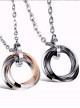 Steam Punk Retro Black And Golden Ring Pendants Lovers' Necklace