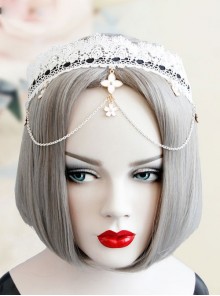 Elegant White Lace Pendant Gothic Headdress