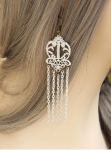 Retro White Lace Gothic Tassel Earrings