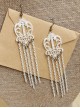 Retro White Lace Gothic Tassel Earrings