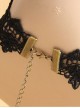 Retro Palace Style Black Lace And Pearl Gothic Necklace