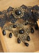 Retro Palace Style Black Lace And Pearl Gothic Necklace