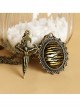 Bronze Retro Leopard Crucifix Pendant Gothic Necklace