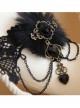 Party Ribbon Rose Black Fur Gothic Necklace