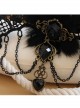 Party Ribbon Rose Black Fur Gothic Necklace