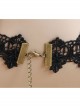 Retro Black Lace Bronze Wings Gothic Necklace