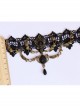 Retro Black Lace Bronze Wings Gothic Necklace