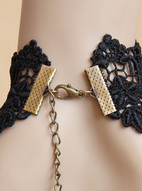 Black Lace Bronze Butterfly Gothic Bracelet Ring Jewelry