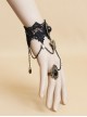 Black Lace Bronze Butterfly Gothic Bracelet Ring Jewelry