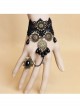 Black Lace Pearl Pendant Gothic Bracelet Ring Jewelry