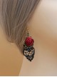 Black Lace Red Rose Gothic Earrings