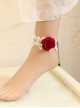 White Lace Red Rose Gothic Wedding Ankle Bracelet