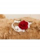 White Lace Red Rose Gothic Wedding Ankle Bracelet