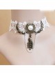 Peacock Pendant White Lace Gothic Necklace