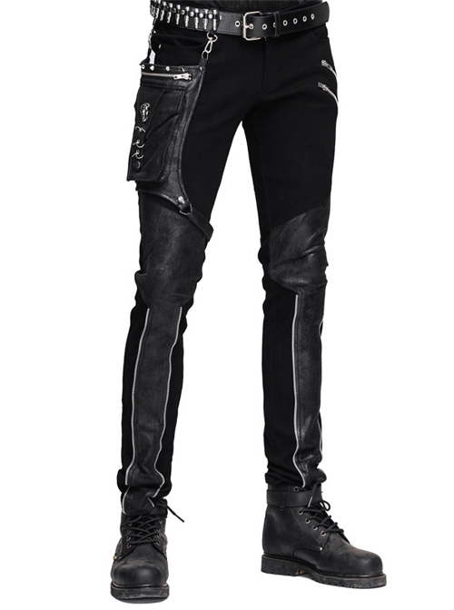 Steampunk Men's Trousers With Gear Rivet Small Bags