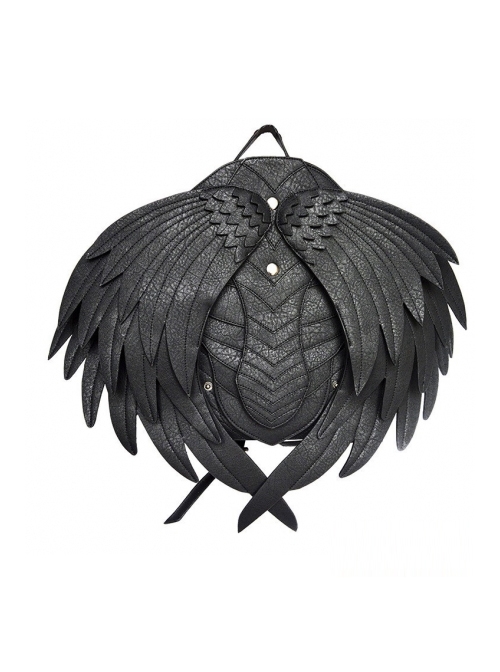 Black Leather Angle Wings Gothic Backpack