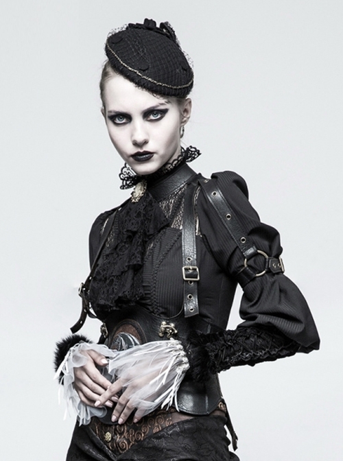 Punk Black Lace Gothic Velvet Gloves