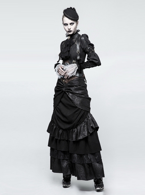 Punk Black Lace Gothic Velvet Gloves