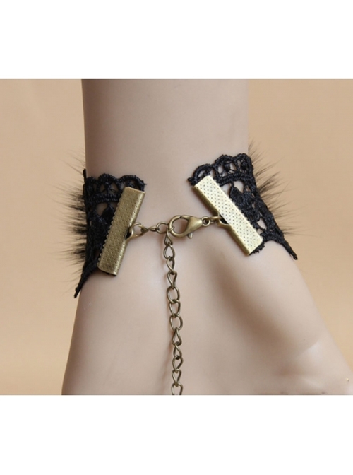 Black Lace Resin Diamond Gothic Lolita Bracelet Ring Jewelry
