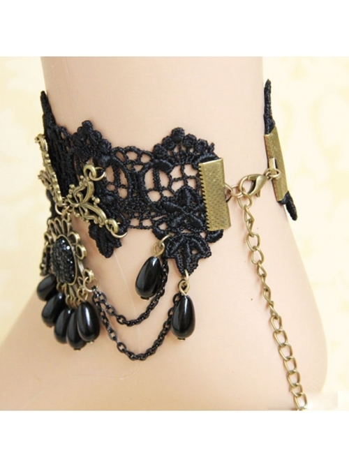 Retro Elegant Black Lace Gothic Ankle Bracelet