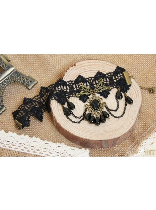 Retro Elegant Black Lace Gothic Ankle Bracelet
