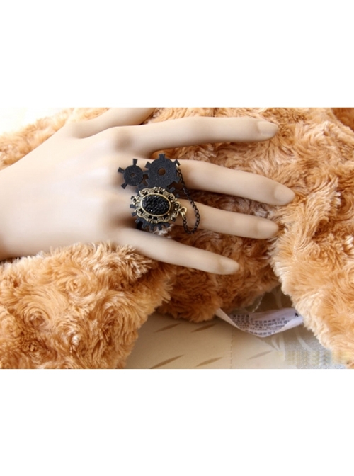 Elegant Black Gear Gothic Ring