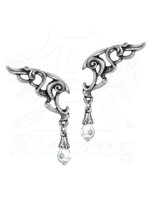 Punk Eternal Wings Crystal Pendant Earrings