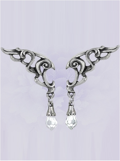 Punk Eternal Wings Crystal Pendant Earrings