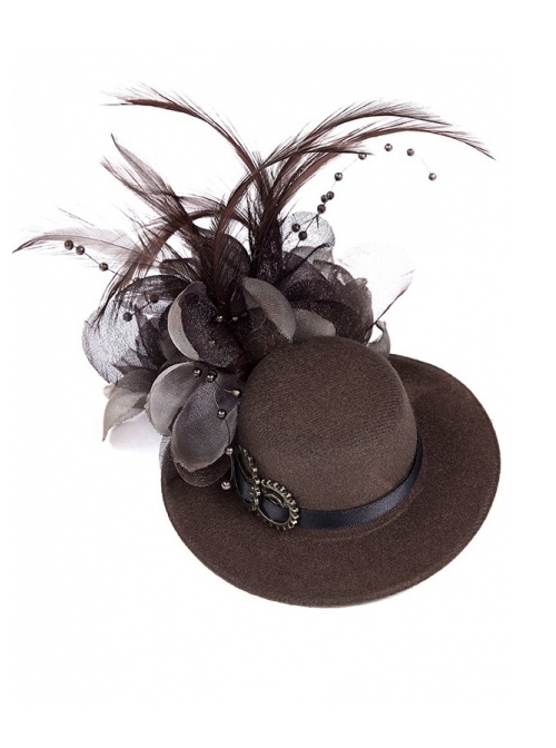 Steam Punk Gothic Retro Brown Mini Hat Hair Clip