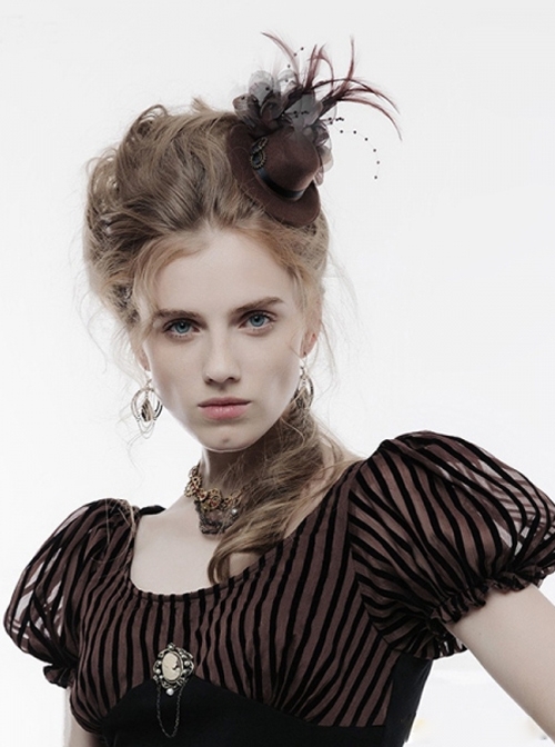 Steam Punk Gothic Retro Brown Mini Hat Hair Clip